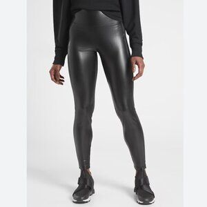 Athleta Delancey Gleam Tight Leggings in Metallic Black Size Medium Petite